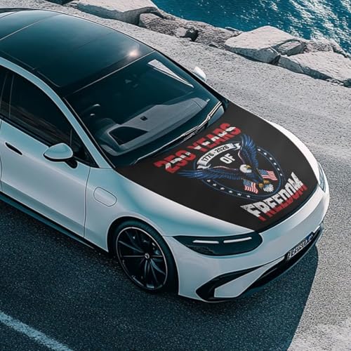 Image of July 4th USA Car Hood Cover Polyester Elastic Fabrics Can be Washed Suitable for Large SUV and Pickup Trucks