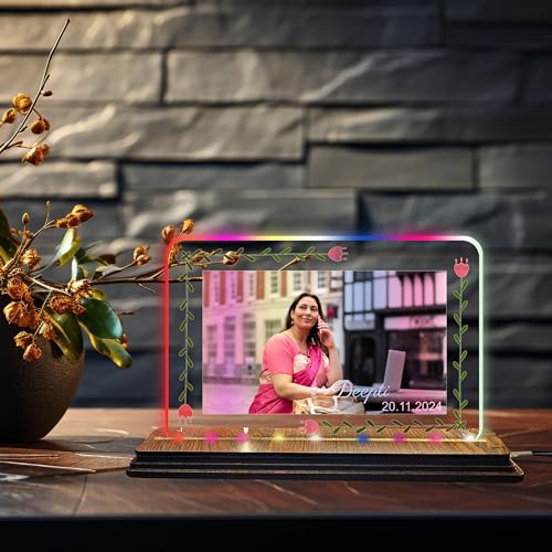 Image of Brown Cloud Personalized Name Photo LED Night Lamp Customized Gift for Men Women Husband Wife Girlfriend Boyfriend Birthday Marriage Anniversary Festivals Decoration(LED RBW NL AO 001)(D8)