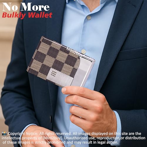 Image of Luxurious Unisex Pocket Card Holder Design 15-20 Business Card and 5-8 Card Debit Credit Ultrathin Stainless Steel 9.5 X 6.5 x 1.2 cm Size RFID Blocking Corporate Gift for Employee (Multi-Brown)