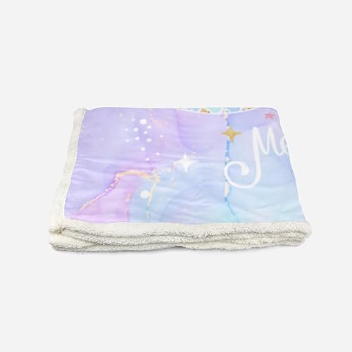 Miniatura 4 de AILONEN Manta de forro polar Sherpa con cola de sirena para niños y niñas, manta de vellón brillante con escamas de cola de sirena, manta de vellón