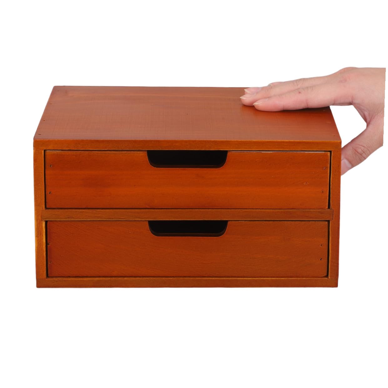 Tofficu Mobiletto in Legno a Due Cassetti per Scrivania, Organizer Compatto da Tavolo per Piccoli Spazi, Cassettiera Decorativa Multifunzionale per Ufficio e Studio