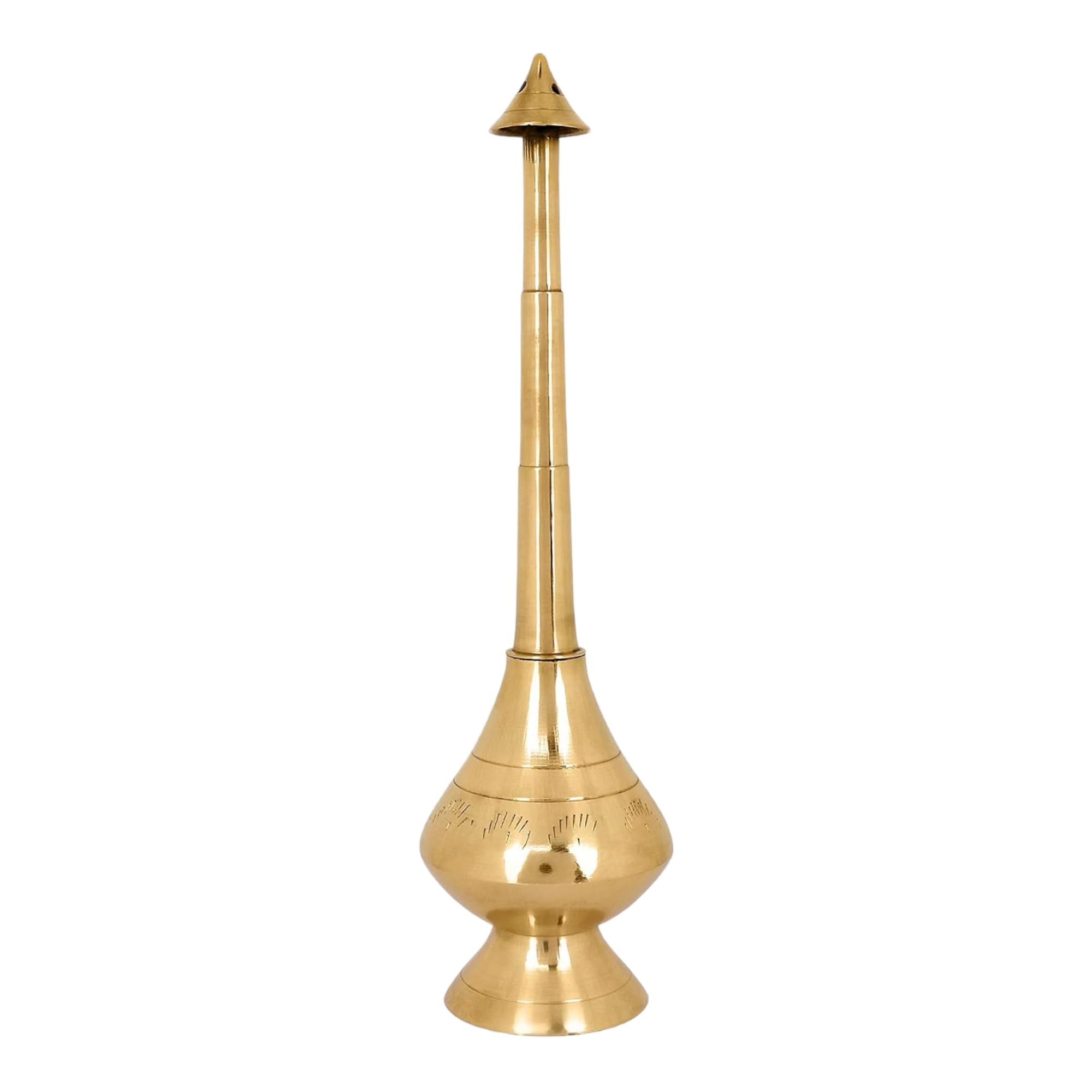 Brass Bottle for Gangajal || Perfume Gulab Pash Sprinklers Gangajal Spray Bottle for Home Temple Pooja (19 cm, 1)-image-19