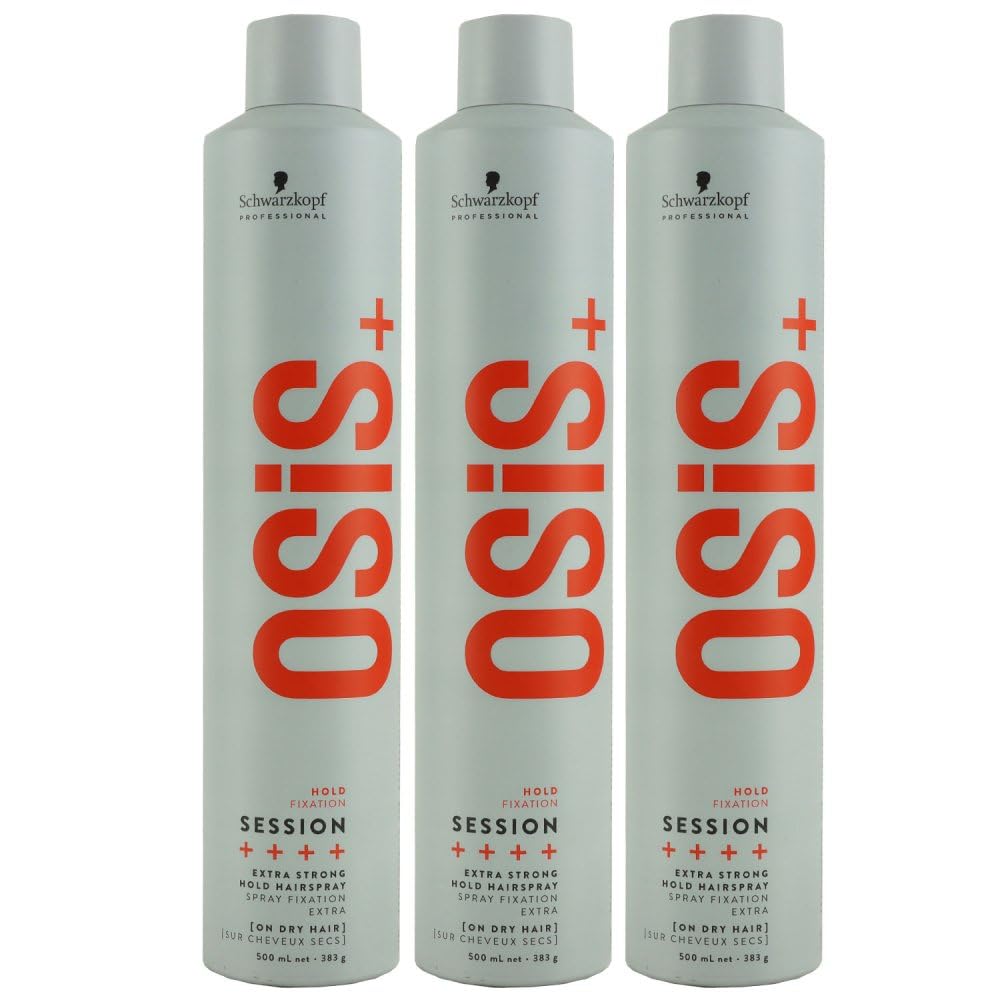 3 x Schwarzkopf OSiS Session Extreme Hold Hair Spray 500 ml.
