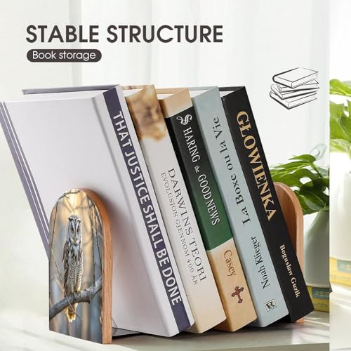 Sujetalibros de madera resistente con diseño moderno de búho 8