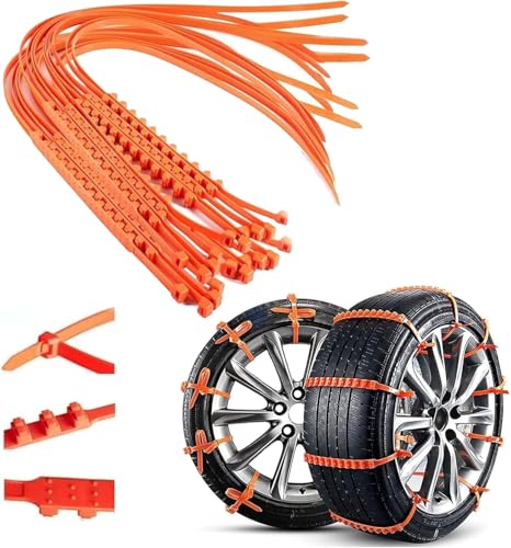 Universal Anti-Skid Tire Chains, 2026 Upgraded Snow Chains for Trucks & Suvs Car Tires, Reusable Snow Zip Ties Traction Cables for Winter Driving Muddy Roads (10PC)
