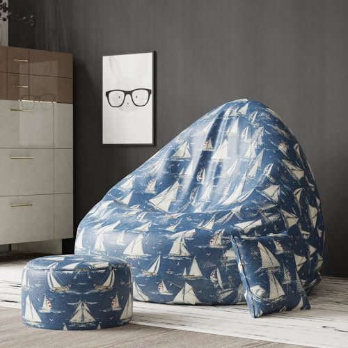Image of Oreka Home Big Bean Bag - XXXXL Full Printed Bean Bag Sofa with Cushion and Footrest - Dreamer's Diary Theme