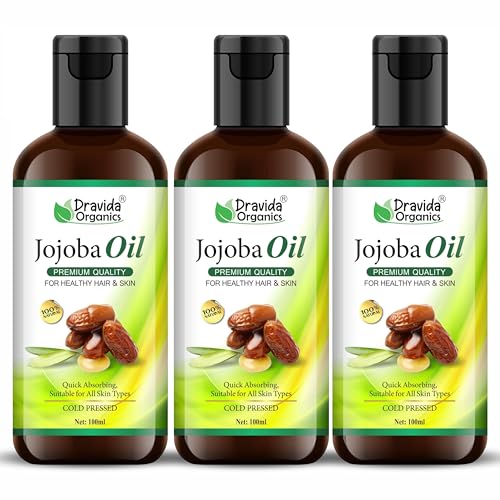 Image of Pure Cold Pressed Jojoba Oil for Hair, Skin & Face | 100% Natural, Unrefined & Hexane Free | Multipurpose Carrier Oil for Moisturizing & Massage |100 ml Pack of 3