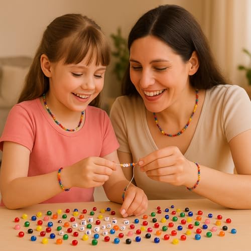 Image of ambitieux Bracelet Making Craft Kit 12 Types of Colorful 400+ pcs of Plastic Beads with Elastic (Light 12 Moon with Evil Eye)