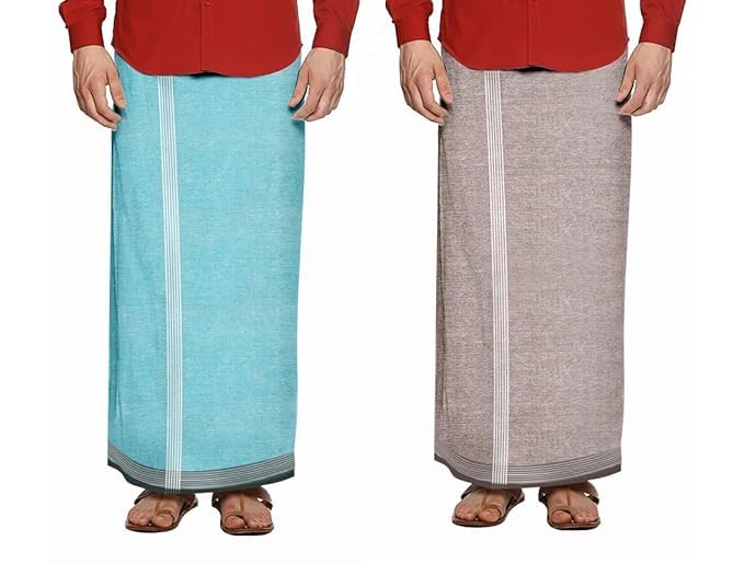 Image of Men's Cotton Lungi | Traditional Indian Wear | Soft & Breathable Checked Lungis for Daily Comfort, Home Wear & Casual Use | Free Size Wrap