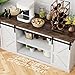 Shahoo Farmhouse Sideboard Buffet Cabinet, Coffee Bar Storage with Sliding Barn Doors, Shelf for Home Dining Room, White