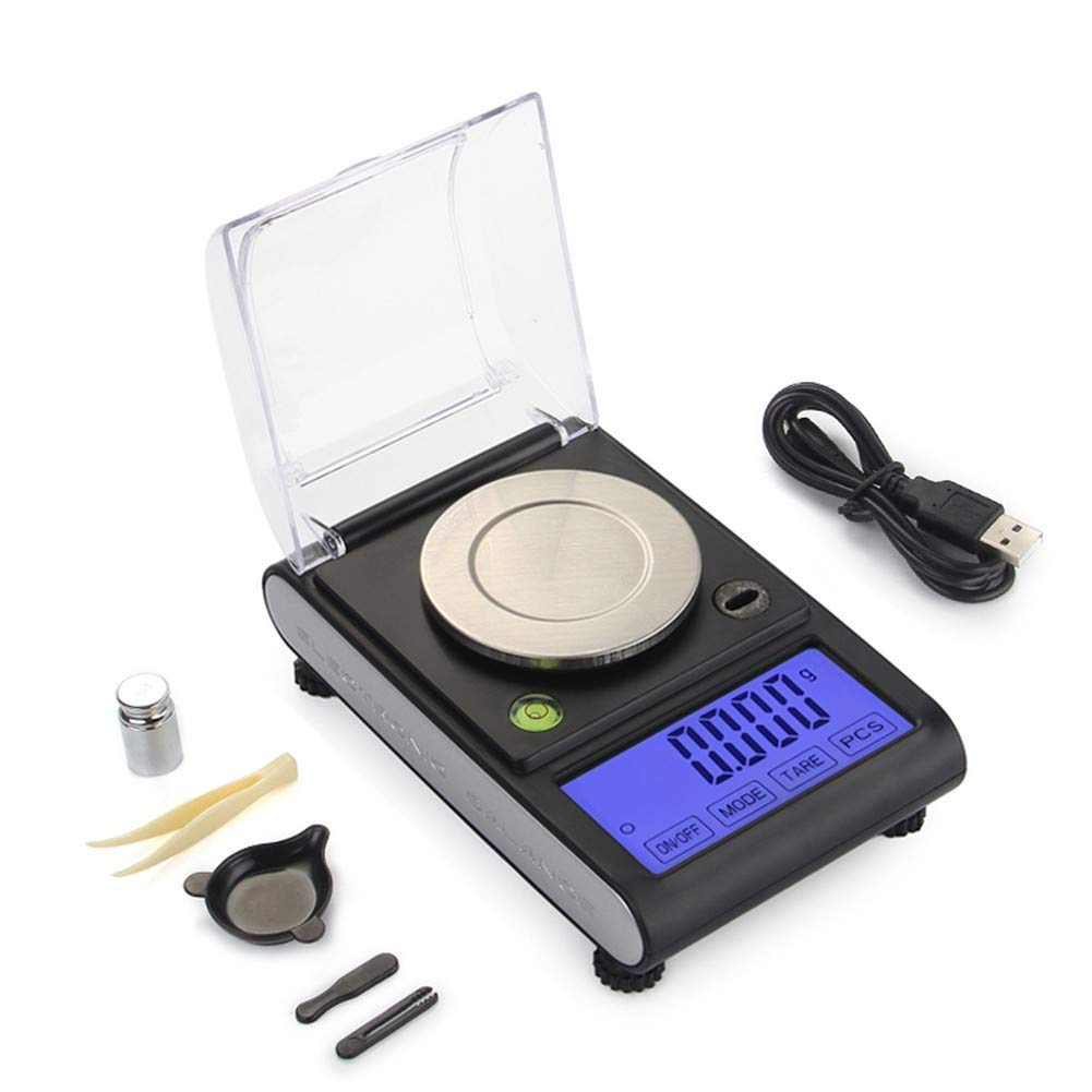 Échelle Milligramme numérique 50g X 0.001g Balance de Laboratoire de précision Poids Rechargement Lab Poudre Gemmes Bijoux Balance LCD rétro-éclairé, Chine