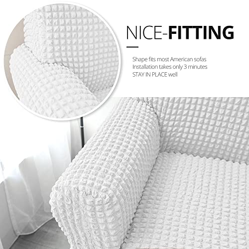 Niceec Sofa Slipcover White Sofa Cover 1 Piece Easy Fitted Sofa Couch Cover Universal High Stretch Durable Furniture Protector With Skirt Country Style (3 Seater White) #TOP2
