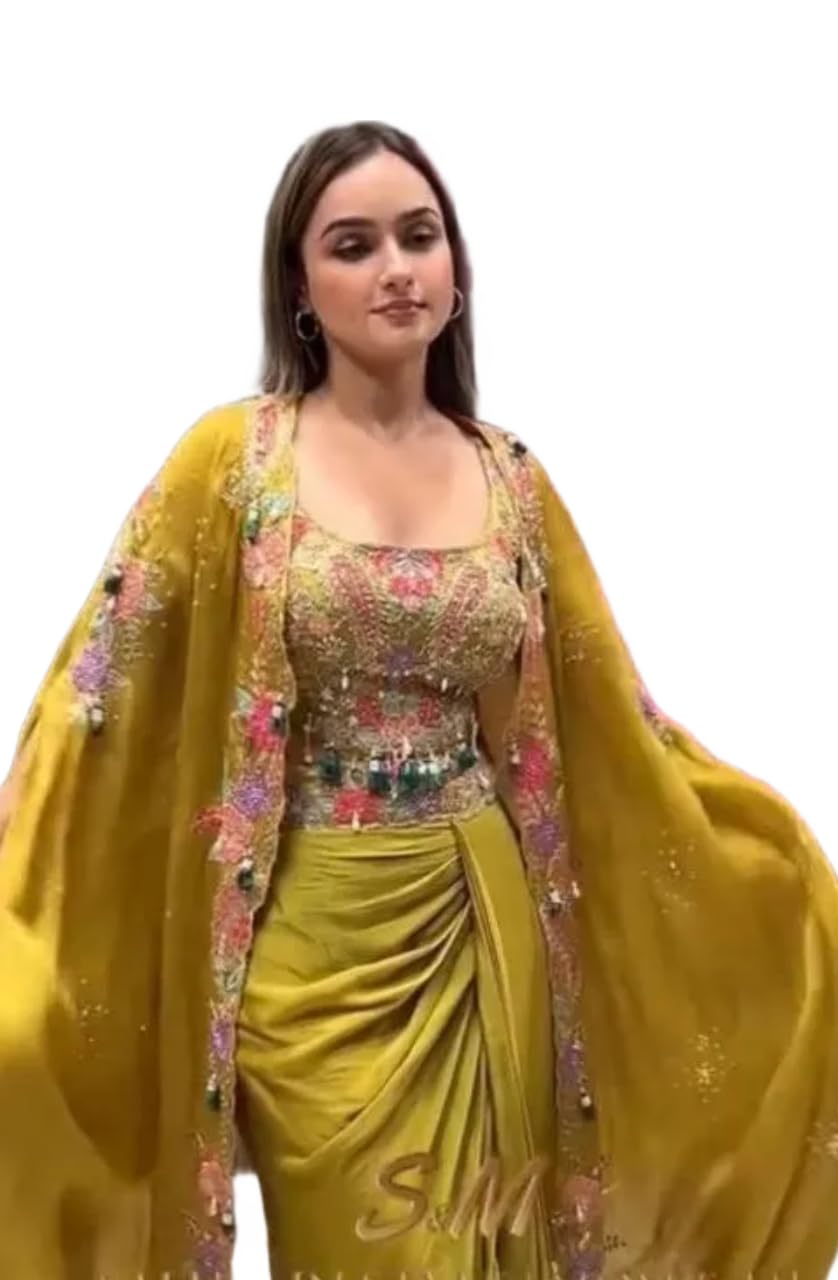 flysta Women Sharara Set with Embroidered Blouse and Long Shrug Natural Crepe Fabric Fully Stitched Ethnic Outfit - Review, Price and Buying Guide