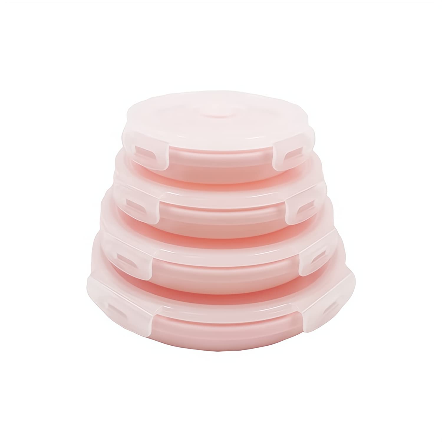 Oren Empower Foldable Silicone Round Collapsible Lunch Box Set of 4/ Tiffin Box with Four Different Size - Pink