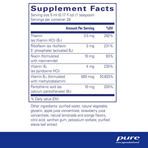  Pure Encapsulations B-Complex Liquid for Energy Metabolism and Nerve Health
| Pure Encapsulations Gluten Free & Vegetar