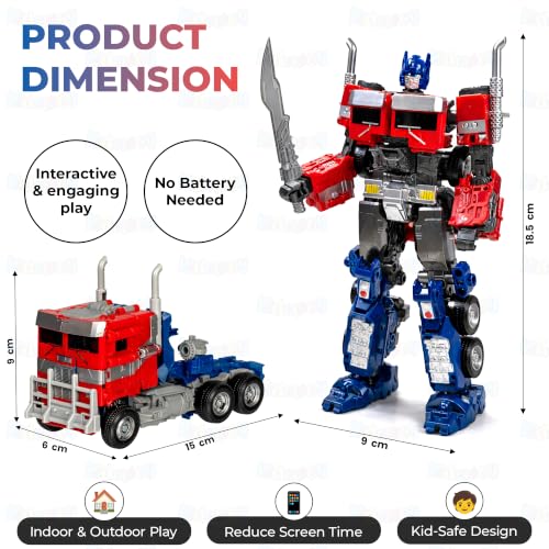 Image of Kidology 5-in-1 Fire Rescue Robot Vehicle Set for Boys & Girls | Transforming Fire Truck Action Figure Model | DIY Assembly Playset with Pull-Back Cars & Rotating Parts | Collectible Desk Toy