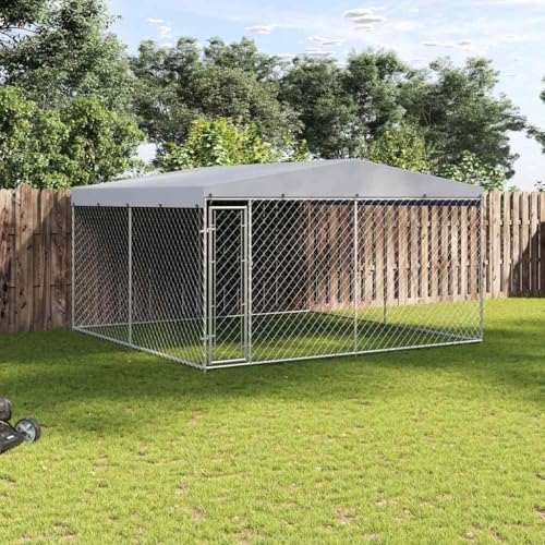 vidaXL Outdoor Hundezwinger mit Überdachung 382x382x225 cm Hundehütte Hundekäfig