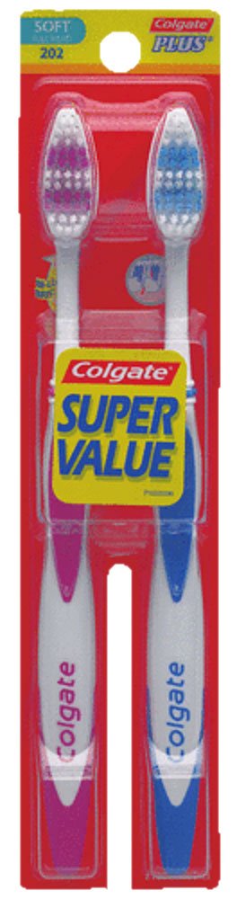 Colgate Plus Adult Full Head, Soft Toothbrush, 2-Count (Pack of 4)