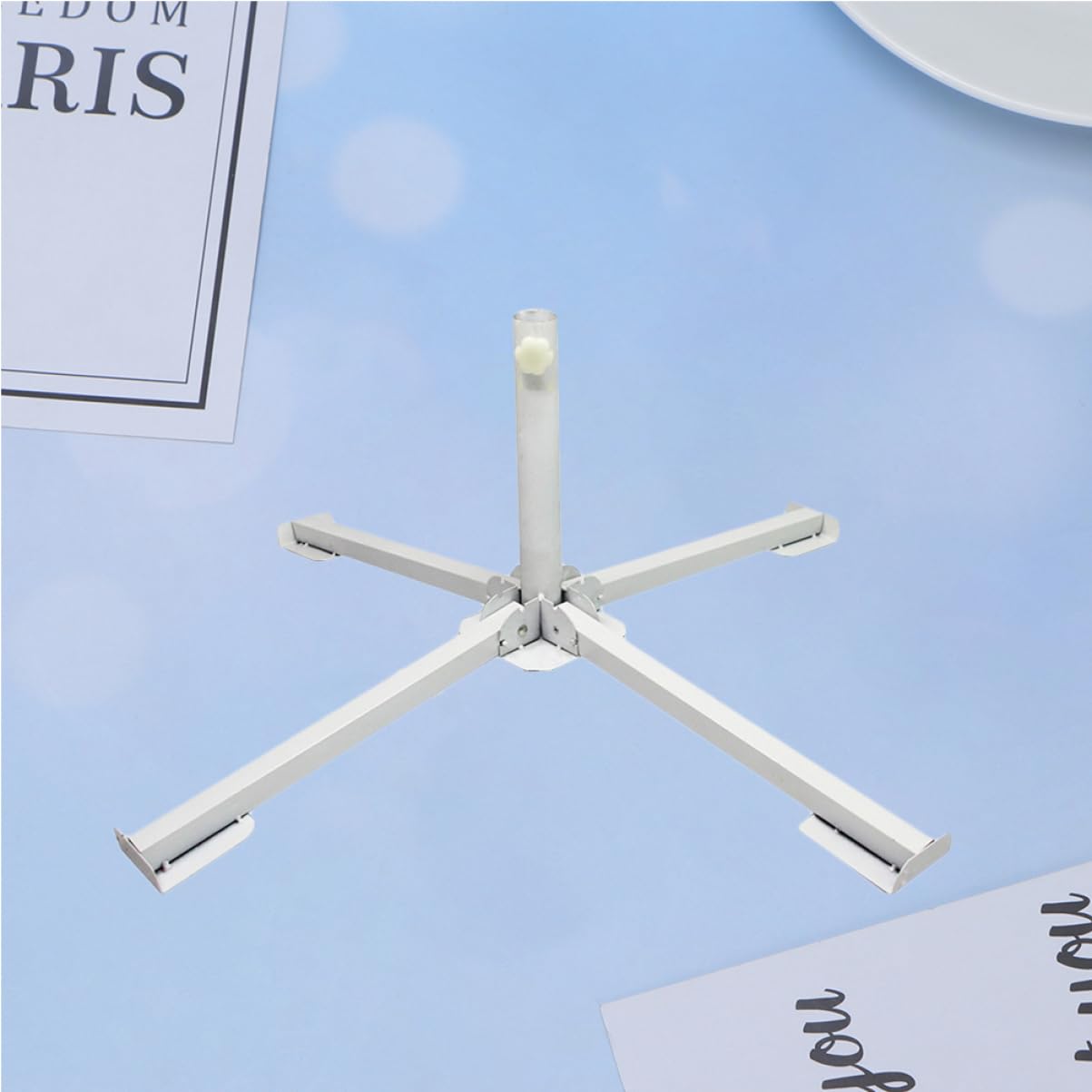 Sosoport Base Portaombrelli Pieghevole in Ferro Resistente per Ombrelloni da Spiaggia e Giardino, Ancoraggio Portatile Vite Regolabile per Aste 2-3,2 Cm, per Esterno e Spiaggia