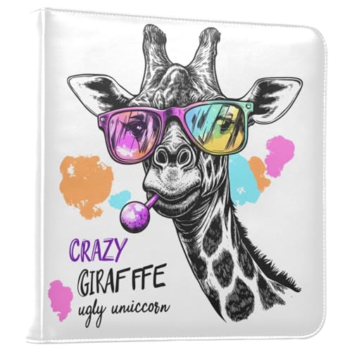 Álbum de fotos grande JIPONI Crazy Giraffee, álbum de recortes con cubierta de cuero para fotos de 4x6, 5x7 y 6x8 pulgadas, libro de recuerdos autoadhesivo para bodas, bebés y familia miniatura 1