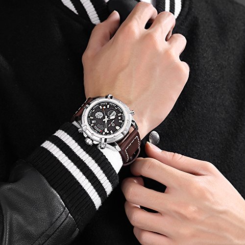 Buy Tamlee Mens Sport Watch Digital Analog Waterproof Multifunctional Military Brown Leather Wrist Watches at Amazon.in