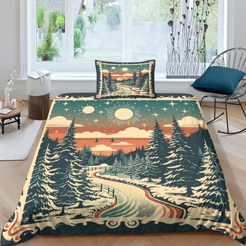 Housse de couette Noël 3D imprimé vintage en microfibre supérieure durable