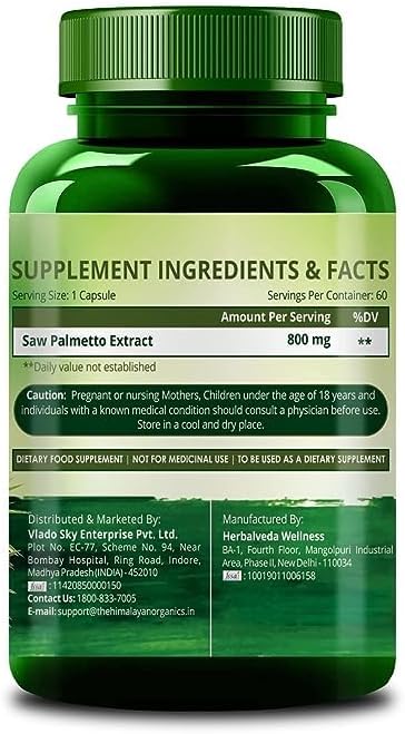 Miniatura 3 de Extracto de Palmetto 800mg Suplemento para el crecimiento del cabello  Apoya la salud de la próstata y la función urinaria  Bueno para hombres y