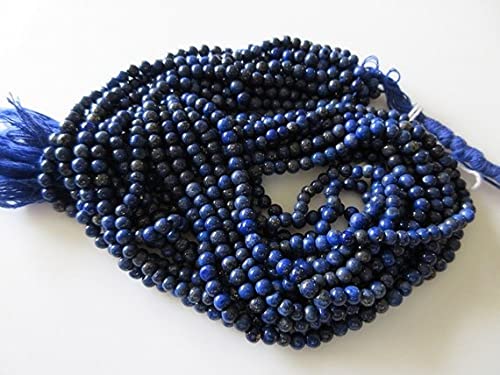 Perles de lapis lazuli 4mm lisses pour enfilage et micro-macramé