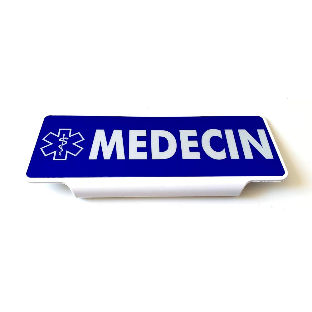 Plaque Pare-Soleil Médecin Caducée Bleu Auto Rétroréfléchissante