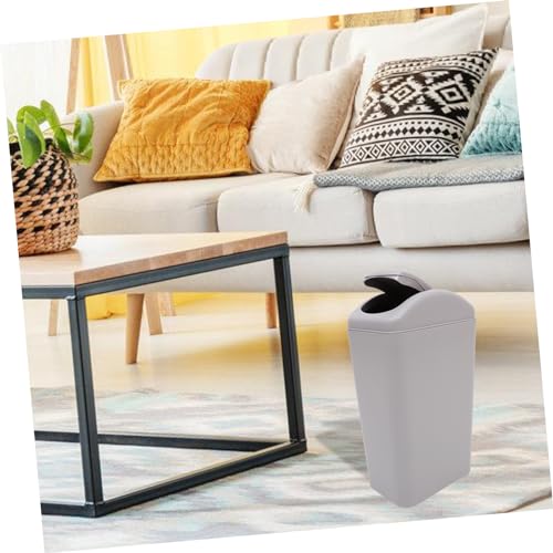 Caneca de basura rectangular con tapa abatible gris 12L miniatura 4