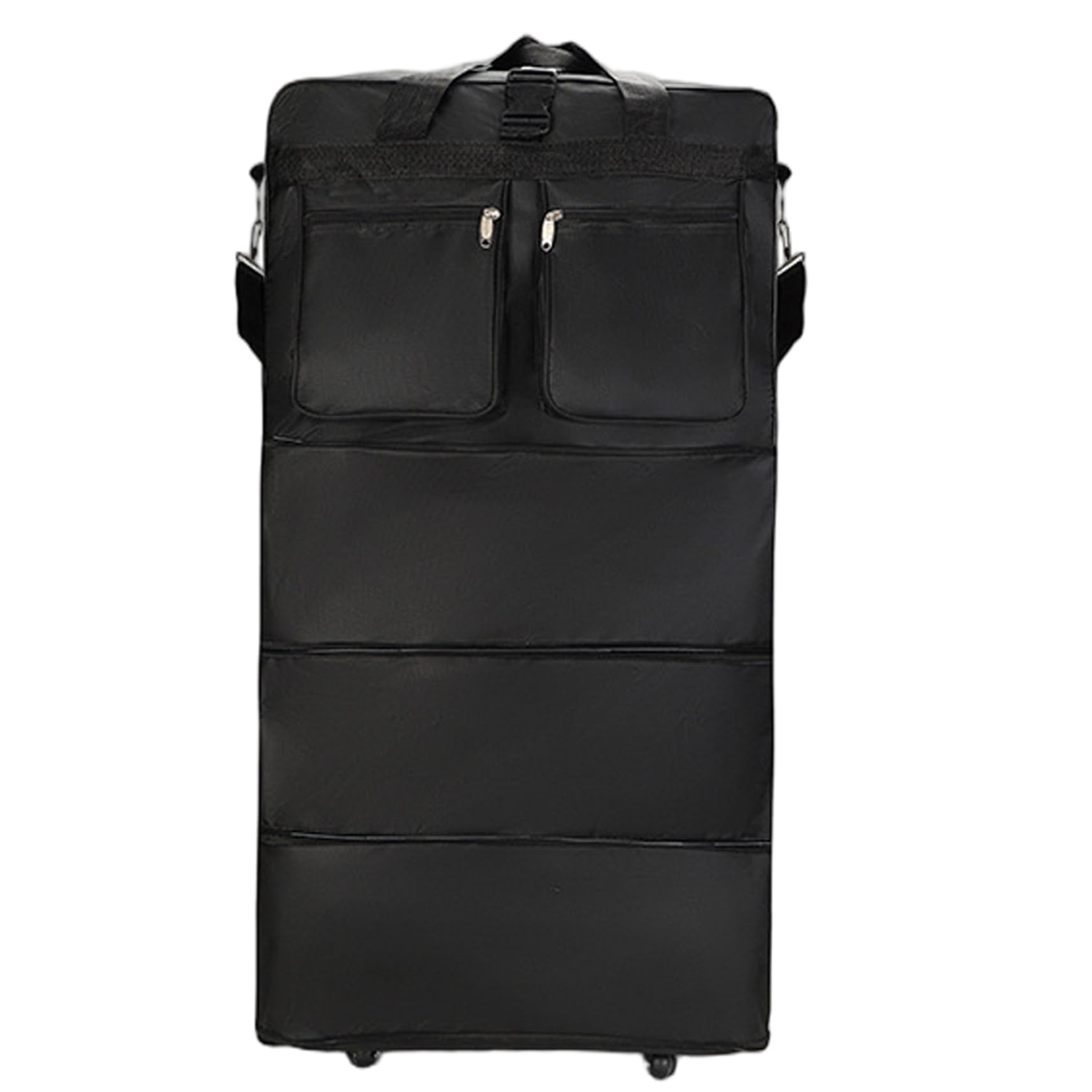Hotainoys Unisex Black Collapsible Luggage With Wheels Waterproof 3-Tier Collapsible Luggage, Foldable Suitcase, Expandable Travel Bag With Handle And Strap