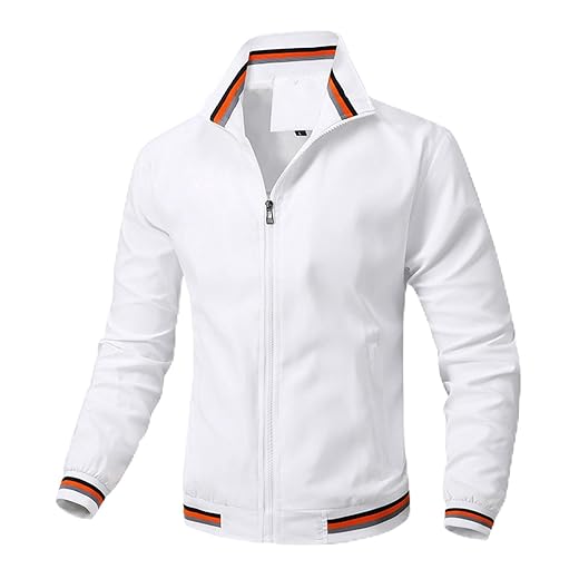 Jaqueta masculina bomber com zíper e gola alta, leve, casual, slim, outono, manga comprida, casaco corta-vento