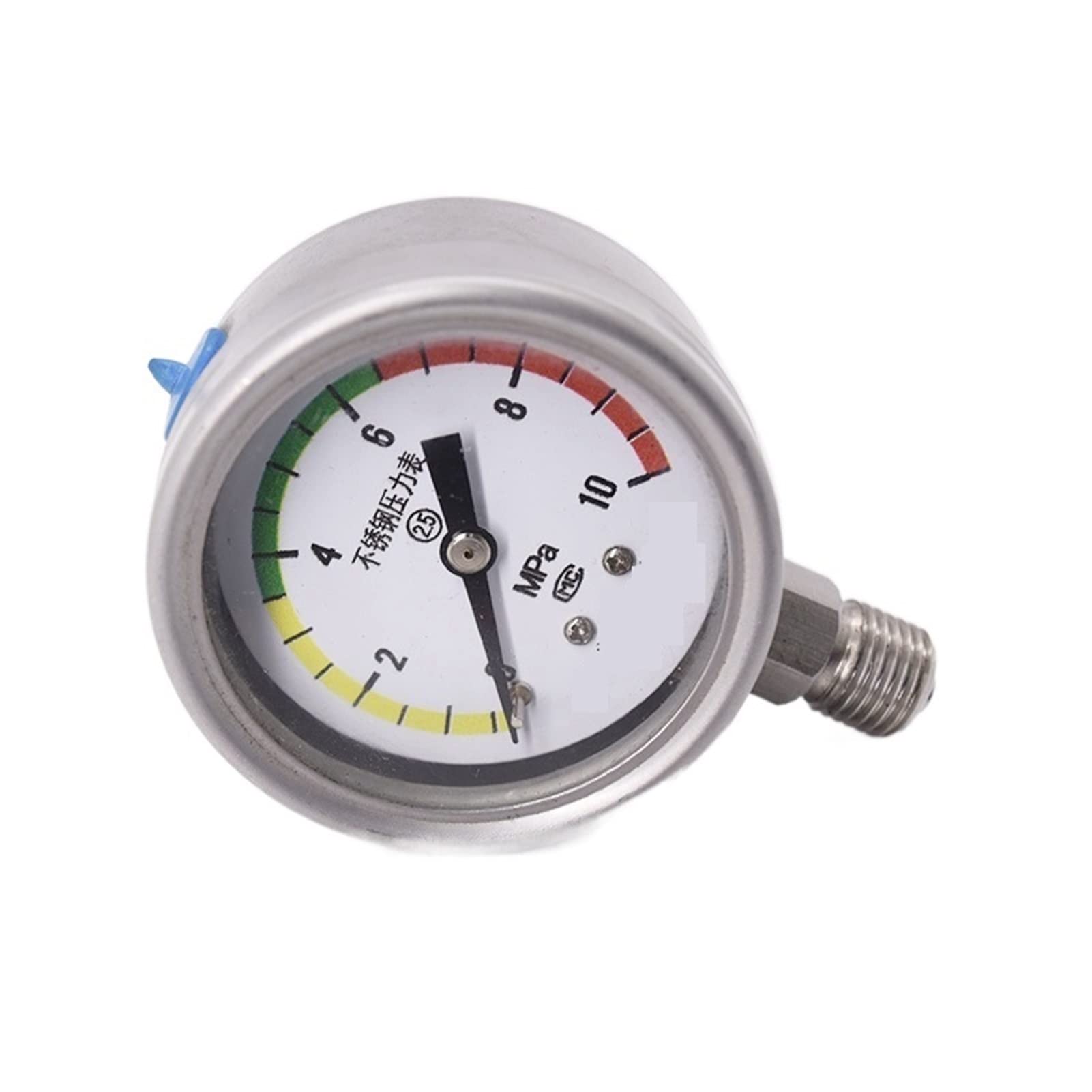 Messwerkzeug Druckmesser Ölgefüllter Druckmessgerät stoßfestes Edelstahl-Manometer (Color : Blanco, Size : 0~60)