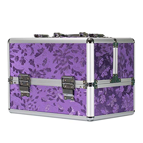 MAQUILLAJE VIAJE MODA SPA BELLEZA COSMETICOS MUJERECESER COSMETIQUERA TZ-801 MINUMINU CON BORDES DE ALUM REGALO (LILA LOTUS)