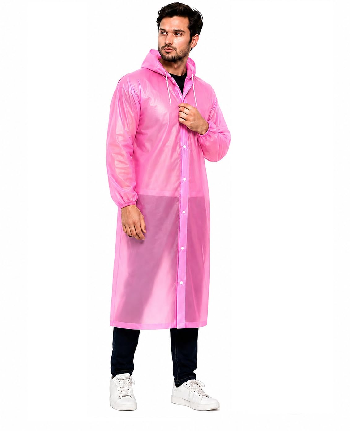 Waterproof Raincoat for Men & Women with Hood Reusable Rain Wear | Lightweight Button Closure Rain Coat for Bike Riding, Travel, Outdoor & Monsoon Use | Multicolor 1 Pcs
