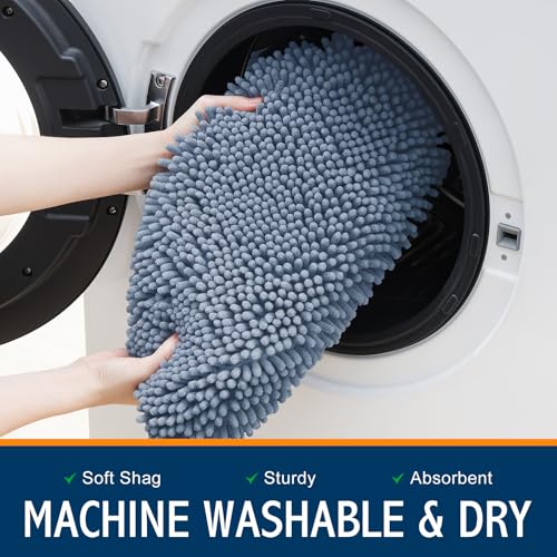 Image of Smiry Soft Chenille Bathroom Toilet Lid Cover, Machine Washable Covers, 17.5x15, Fits Most Round, Elongated and Oblong Lids, Accessories Decor, Grayish Blue