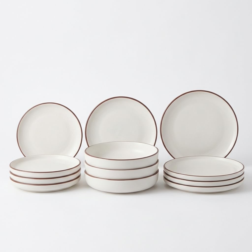 SANTA CLARA | Vajilla Completa 12 Piezas Cerámica Stoneware Redonda para 4 Personas, Apta Microondas y Lavavajillas, Vajilla Coimbra con Diseño Tradicional para Hogar y Cocina — view 14