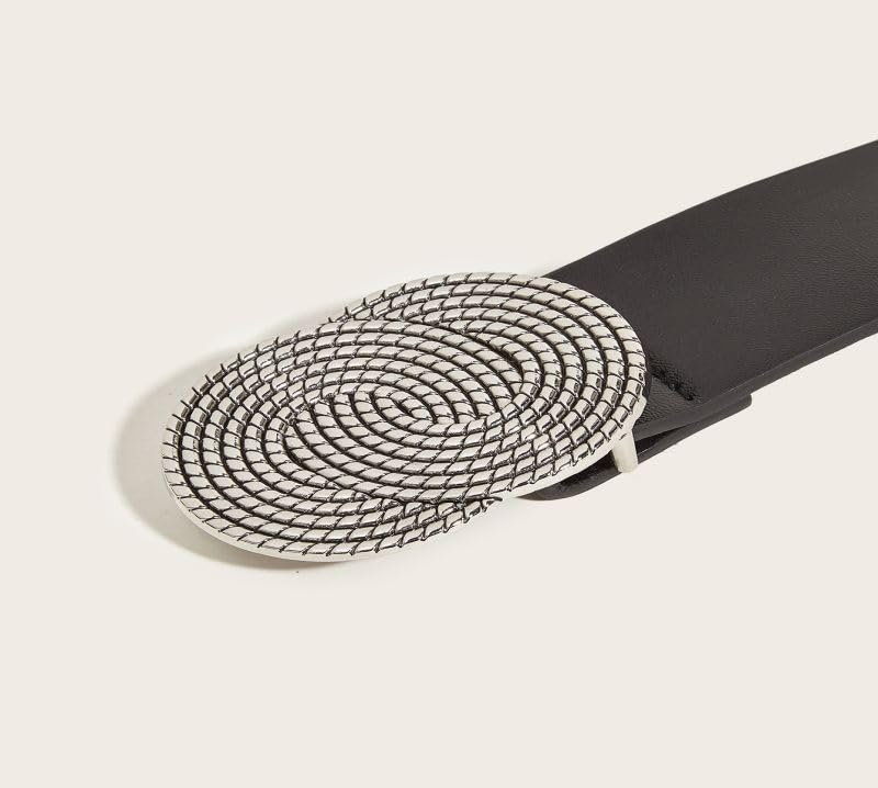 Leather Belts for Women, Black Spiral pattern retro Buckle Waist Belt for Jeans, Dresses & Casual Outfits,Fashion Gift for Birthday Christmas Mother's Day4