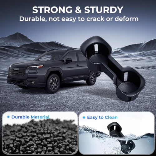 Image of Center Console Cup Holder Inserts for Subaru Outback 2026, Interior Accessories Silicone Car Cup Holders Covers Protector for 2026 Outback, Black