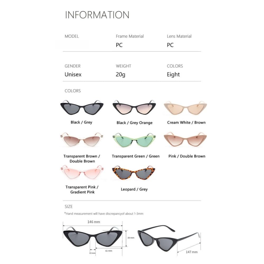 Occhiali da sole da donna Cat Eye Occhiali da sole retrò Occhiali da sole da uomo Protezione solare Occhiali da vista alla moda UV400, F, 1