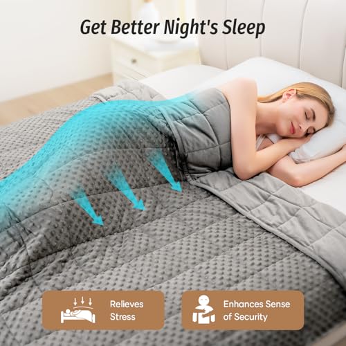Wemore Minky Dot Weighted Blanket for Adults Queen Size 15 lbs, Soft Cozy Heavy Blanket for Stress Relief and Sleep Promotion, Breathable Blanket for All-Season with Glass Beads, Grey 60 x 80 inches - Image 5
