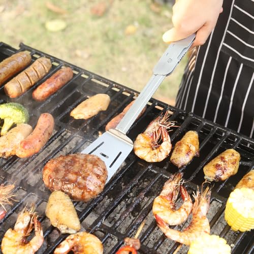 Image of ROXON S601 14 inch 6 in 1 MBT3 Folding Grill Utensils Set Fork Spatula Grilling Knife Tongs Opener for Backyard Barbecue and Camping(Green)
