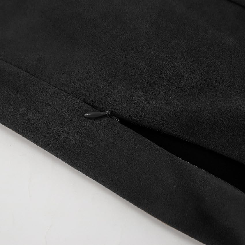 utcoco Womens Faux Suede Maxi Skirt Elegant High Waist A Line Midi Skirt for All Seasons - Image 5