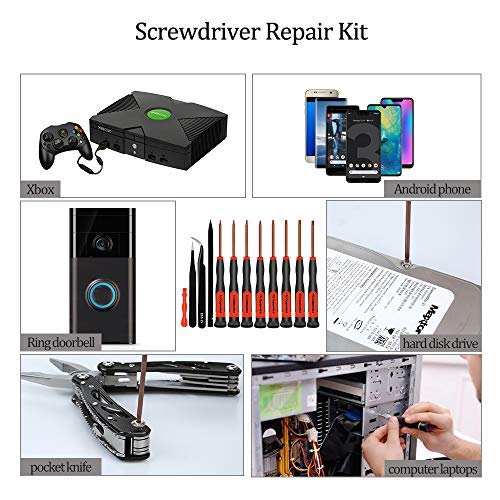 E·Durable Torx Screwdriver Set T3 T4 T5 T6 T8 T9 T10 T15 Security Torx Drivers with ESD Tweezers, Magnetic Screwdrivers Precision Repair Kit for Xbox PS4 Ring Doorbell Folding knife Macbook Computer