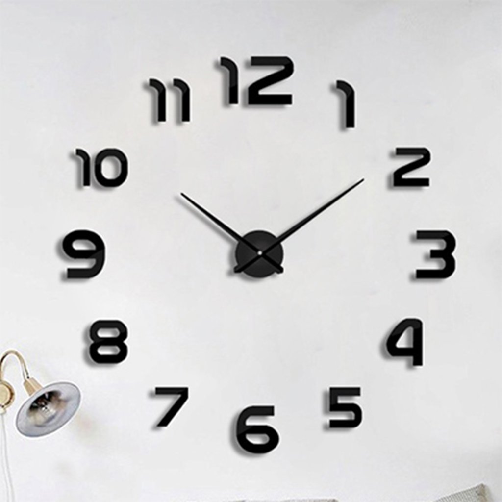*Modern Wall Clock Metal Moderm DIY Wall Clock Acrylic Metal Mirror Wall Watch Home Decoration Super Big Clocks *Mute (Color : Black, Size : 80-120cm)