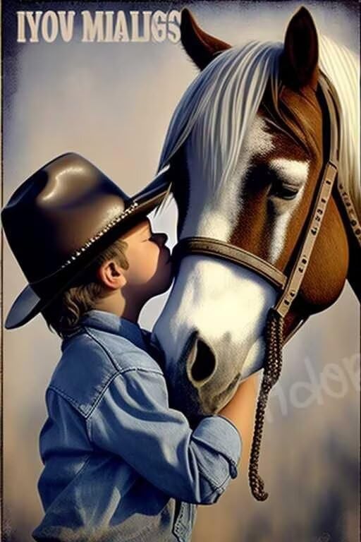 Rompecabezas de 500 piezas para el día de Año Nuevo Cowboy Kissing Horse (rompecabezas de madera incluye una hermosa caja de regalo) para todos los