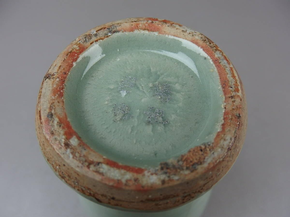 人間国宝 三代 徳田八十吉 碧明釉 花入 管理T223 共箱 共布 陶歴付