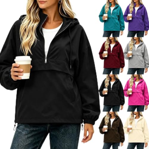 Windbreaker Jacket Women Waterproof Plus Size Half Zip Utility Raincoat - image 1