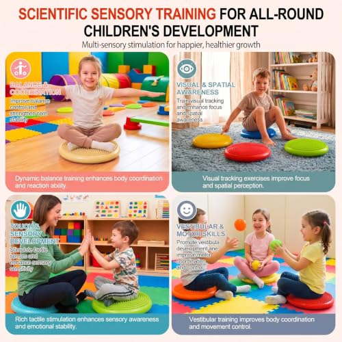 Image of Amylove Wiggle Seat Inflated Wobble Cushion for Sensory Kid | 13 Inch Balance Disc Kids Flexible Seating Exercise Sensory Pad Chair Cushion for Classroom Office School