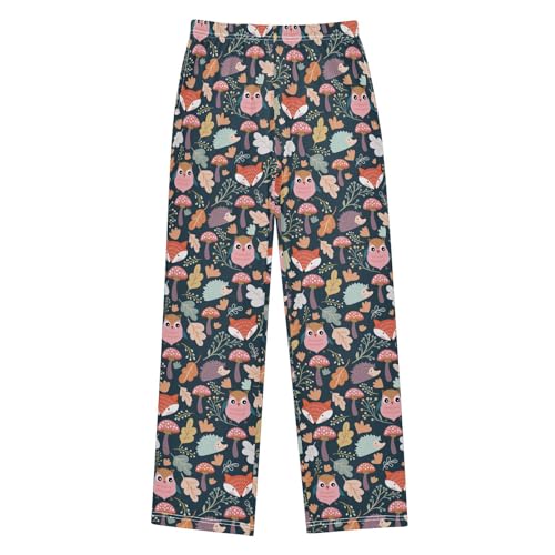 Hedgehog Owl Fox Boys Long Pants Soft Trousers Elastic Waist Kids Lounge Bottoms with Pockets S-XL